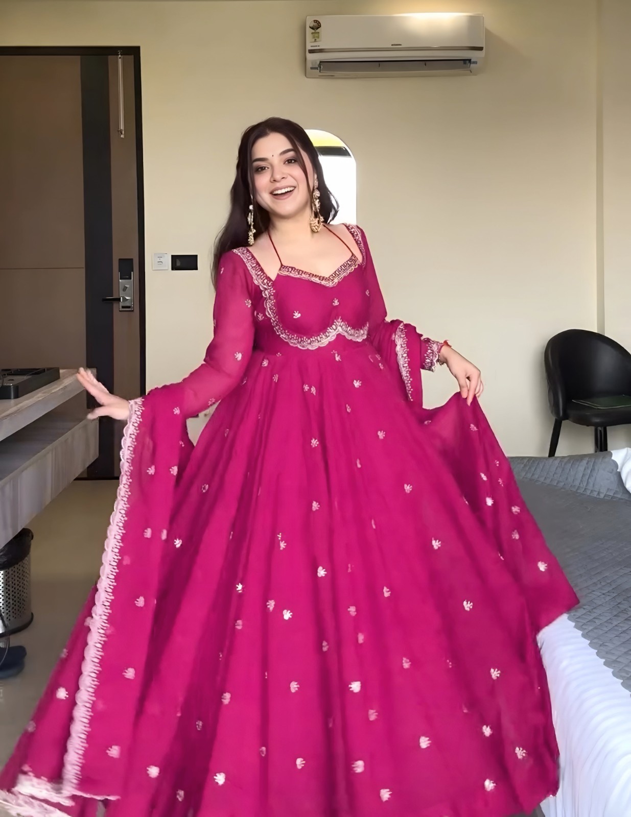 Pink color embroidered 3-Piece Suit Set for Women | Stylish Kurta