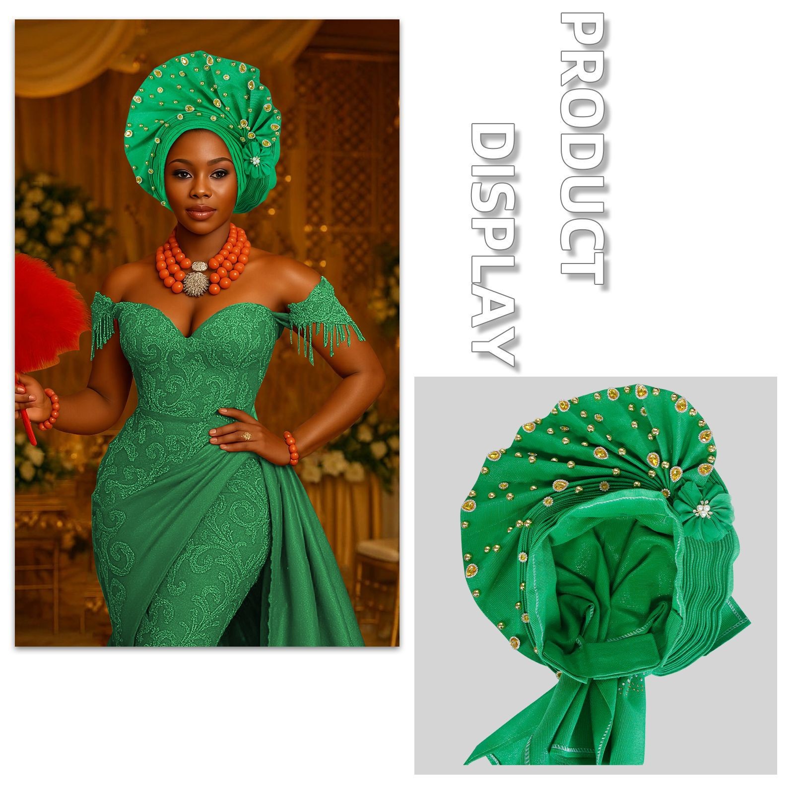 Muslim Women Aso Oke Gele Headtie African Headtie Auto Gele Turbans Hijabs Cap