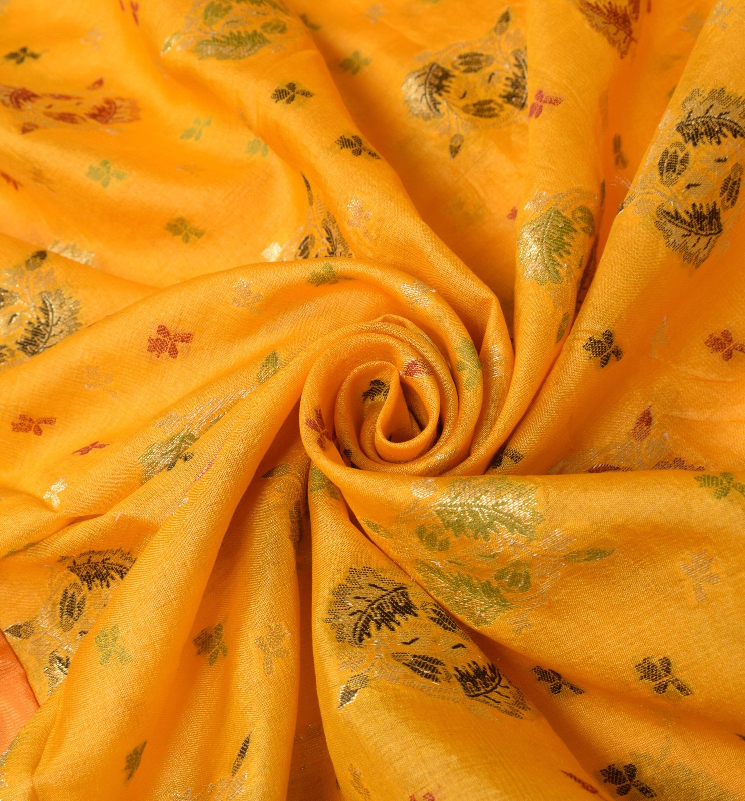 Sushila Vintage Yellow Saree Resahm Zari Woven Pure Tussar Silk Sari Craft Fabri