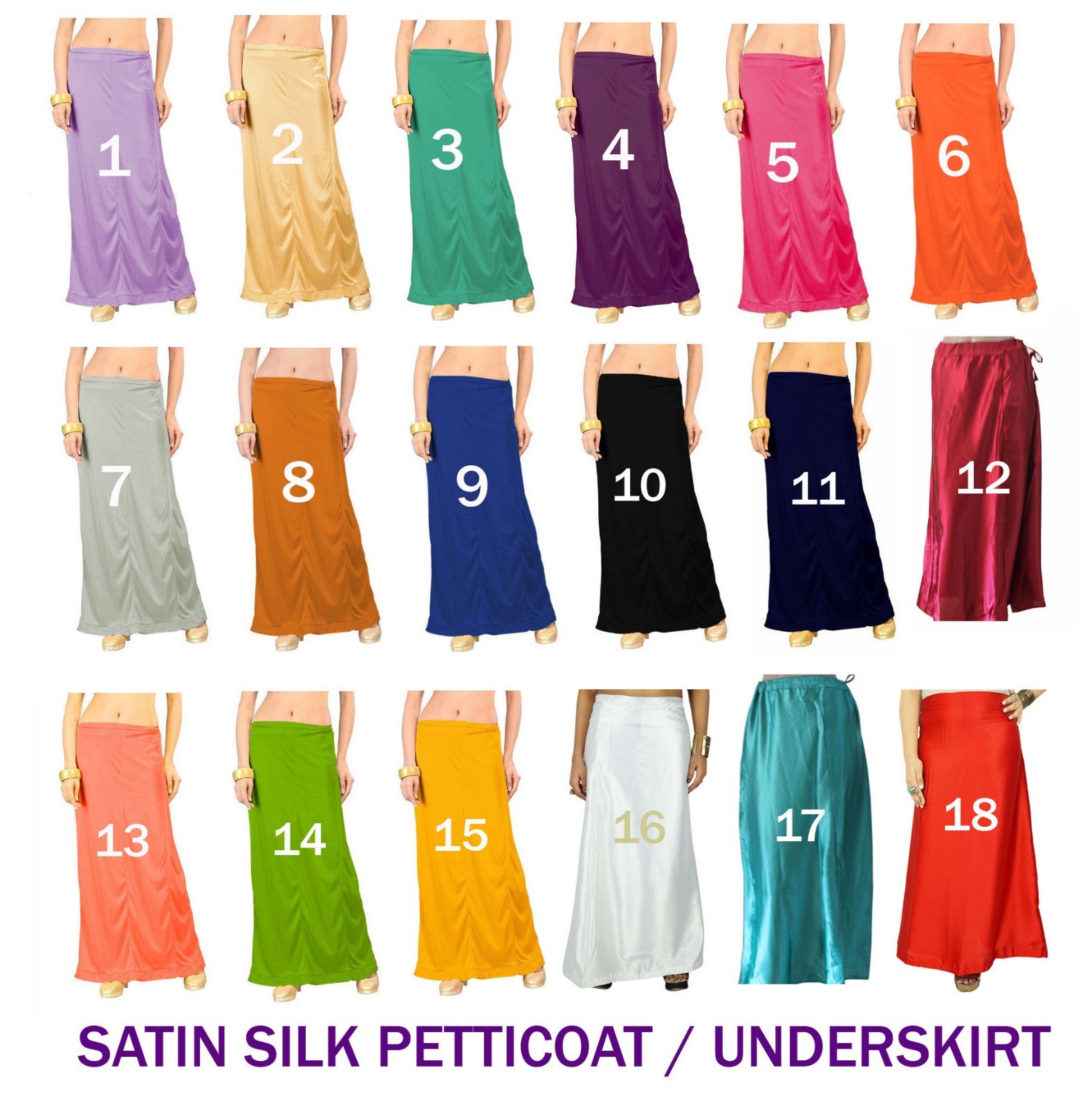 Petticoat Saree Sari Soft Satin Silk Lining Underskirt Designer Indian Inskirt;