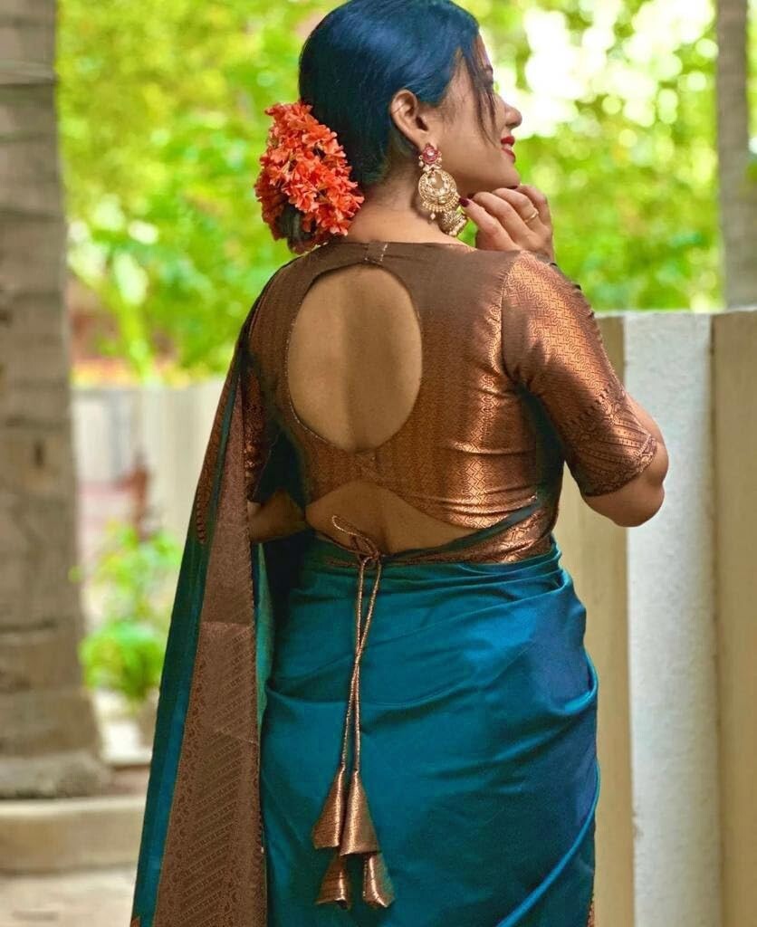 TRADITIONAL PARTY WEAR SOFT SILK INDIAN WEDDING WEAR KANJEEVARAM SAREE SARI