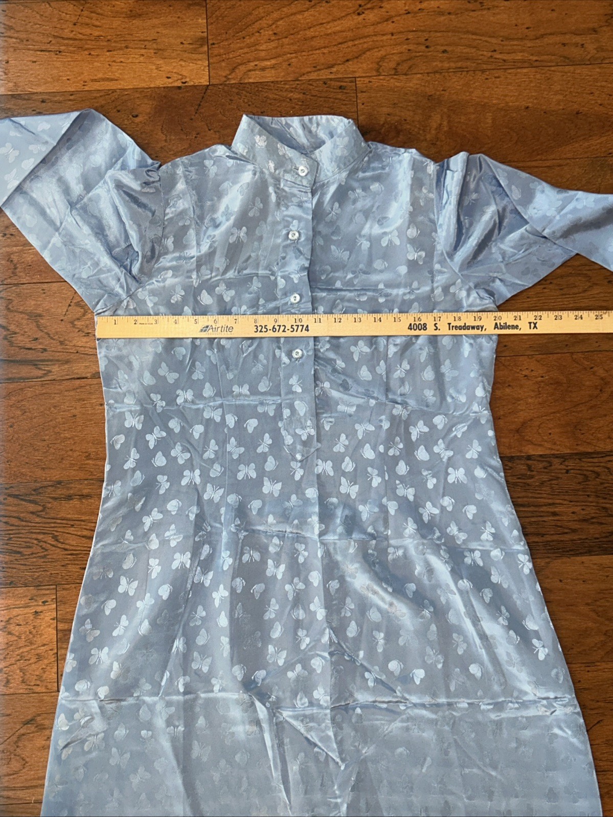 Womens Kurta Ethnic Tunic Dress Small/medium Hand Made Light Blue Butterflies