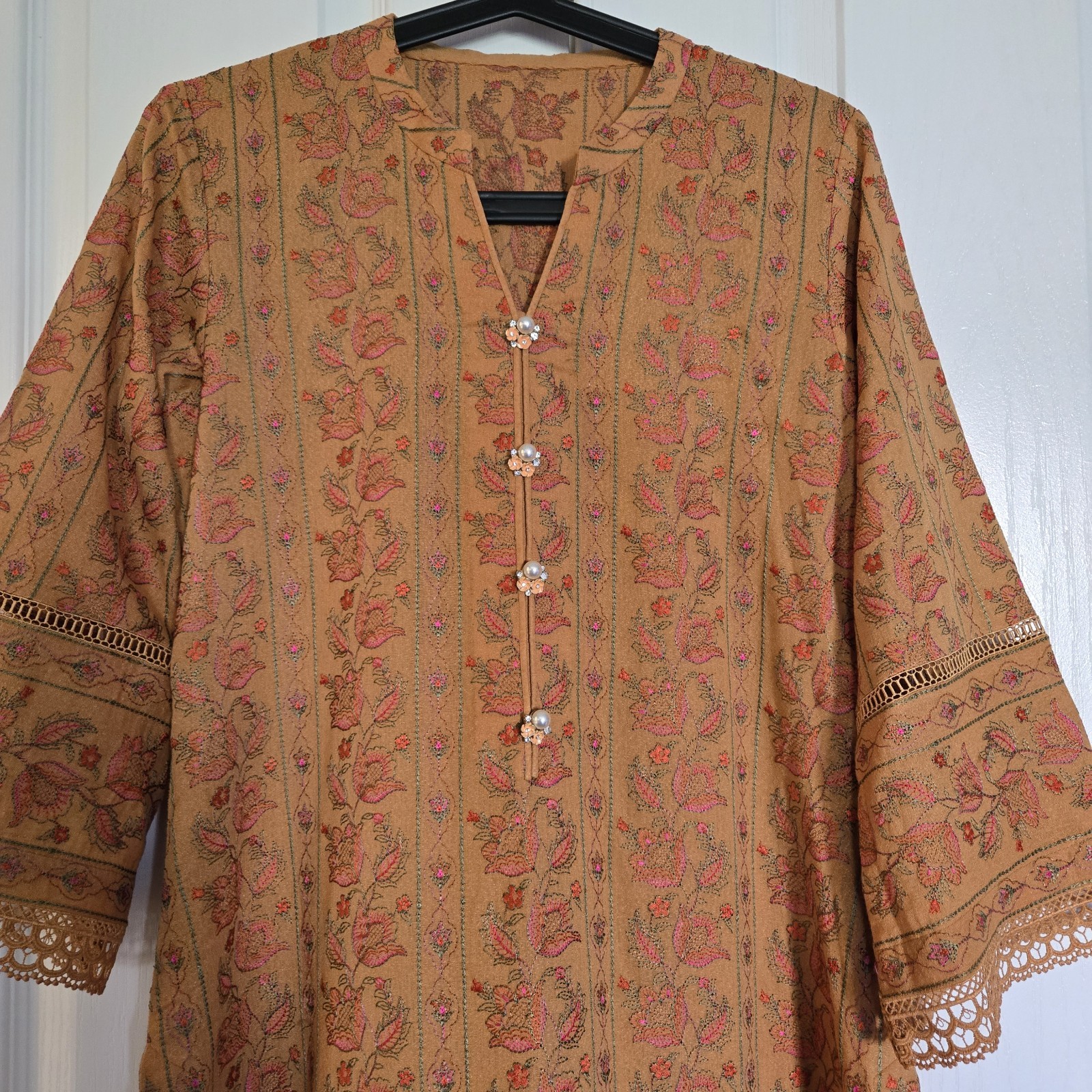 Embroidered Salwar Kameez Dupatta Long Scarf Mustard Yellow Party Wear Dress