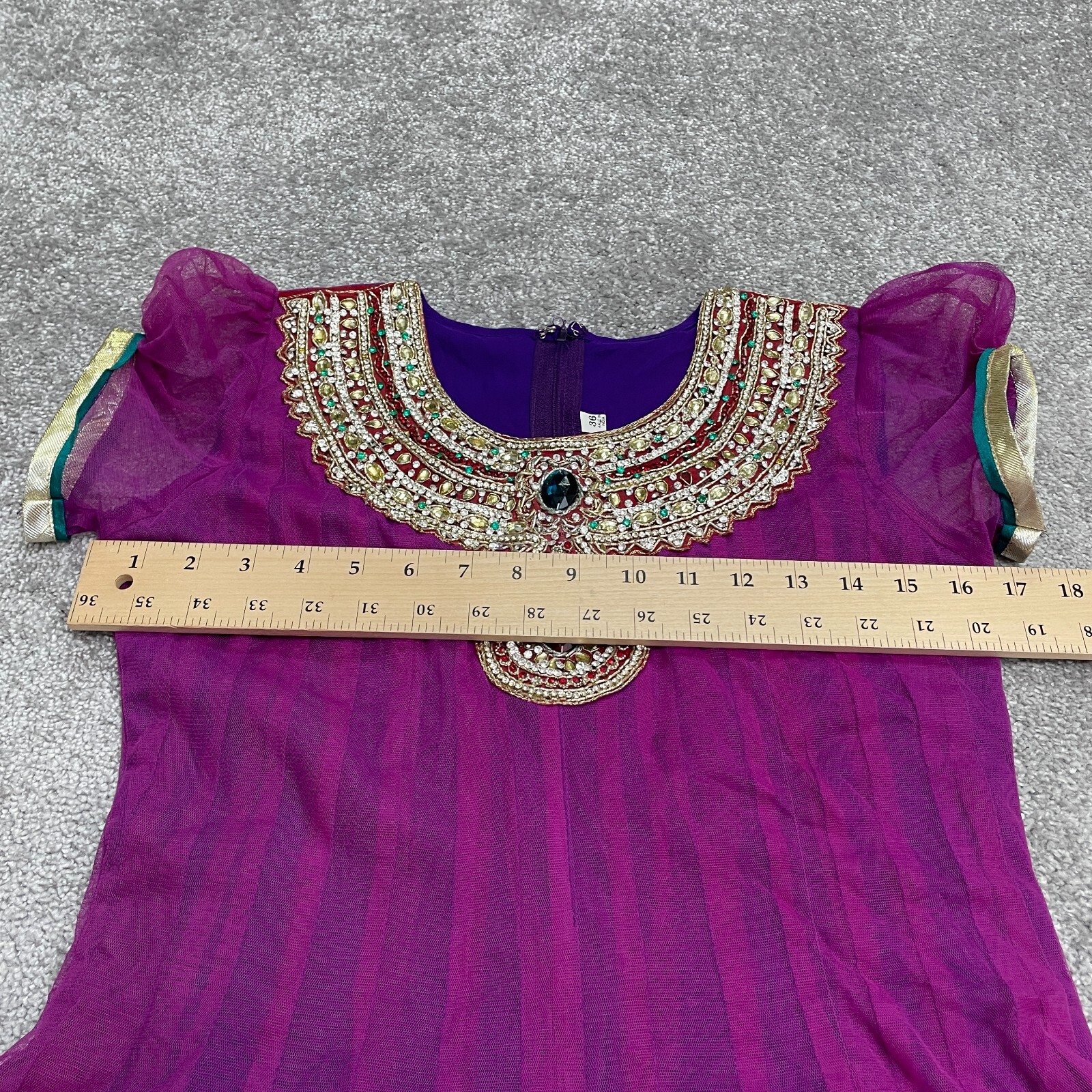 Unbranded Rhinestones Indian Dress Womens 36 Purple Short Sleeve Salwar Kameez