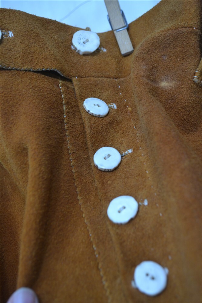 vintage pants leather buckskin beaded fringe Native American waist 36 original