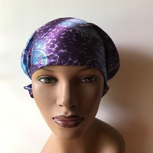 Set of 6 Various Color Simple Fashion Caps Floral or Paisley Print Tie Back Cap