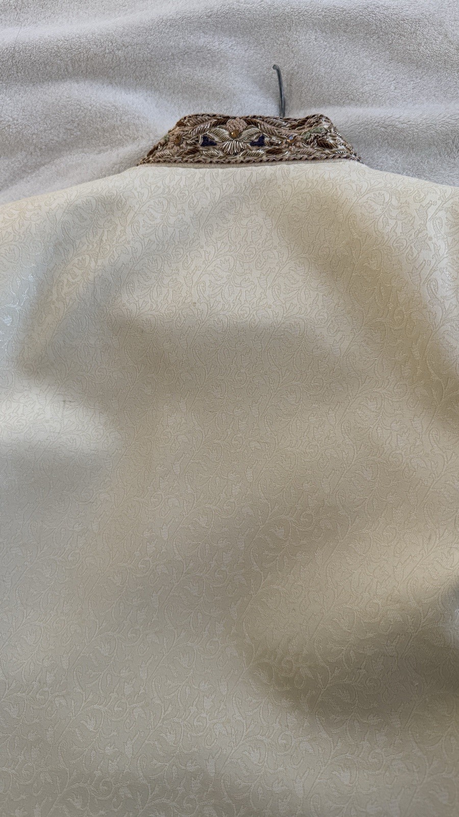 Men’s Groom Sherwani Pakistani Designer Custom Tailored Off white Gold Wedding