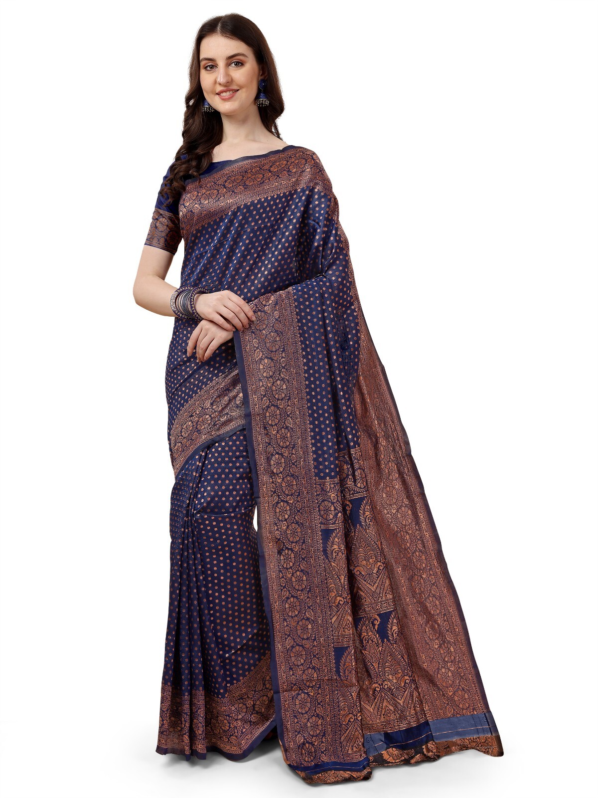 Areca Designer Copper Box Green Silk saree blouses women Saree Cut – 5.5 Meter
