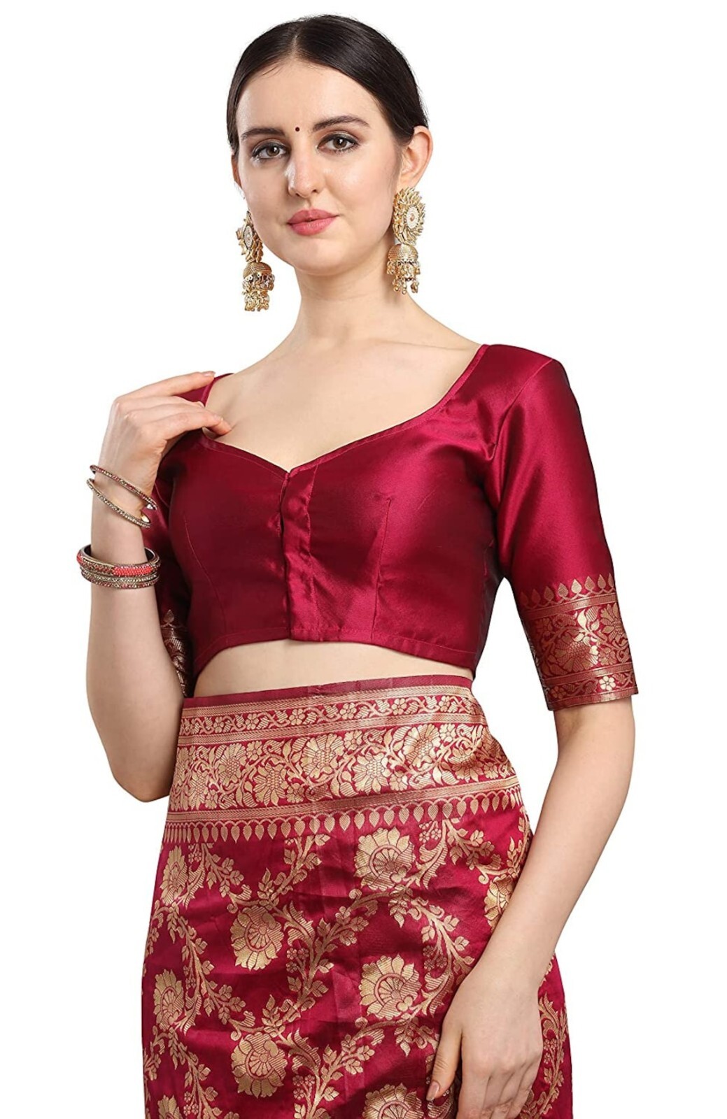 Women’s Banarasi Silk Blend Woven Saree With Blouse Piece