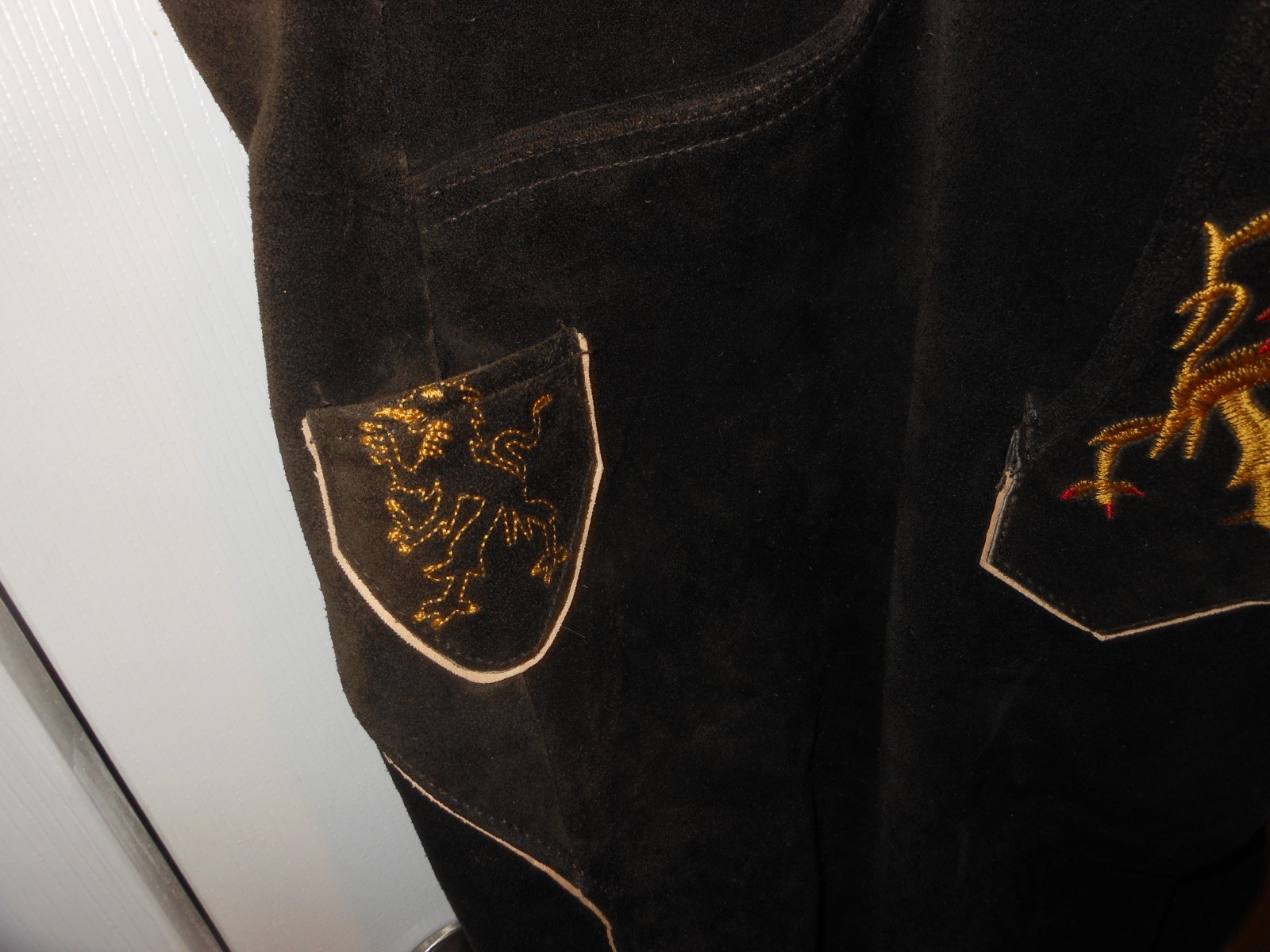 Lederhosen, men, long, size 48, used embroidered, linned