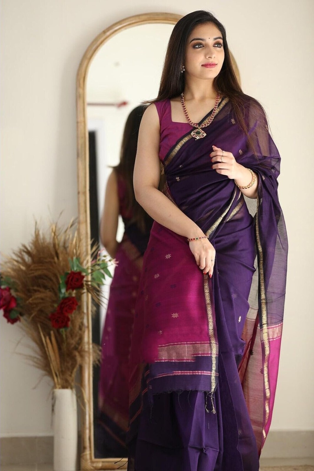 Women’s Cotton Linen Saree With Blouse Piece