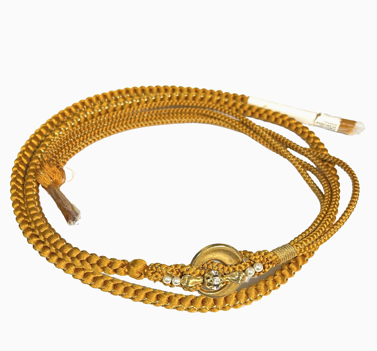 Pure Silk Kumihimo Obijime Cord 170cm Gold Brown Japanese Kimono Accessory