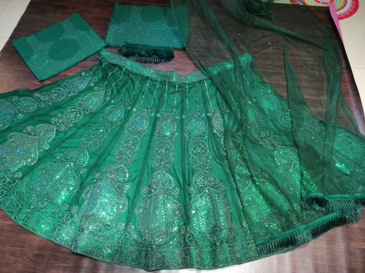 Attractive Designer Green Soft Net Lehenga Choli With Dupatta For Wedding