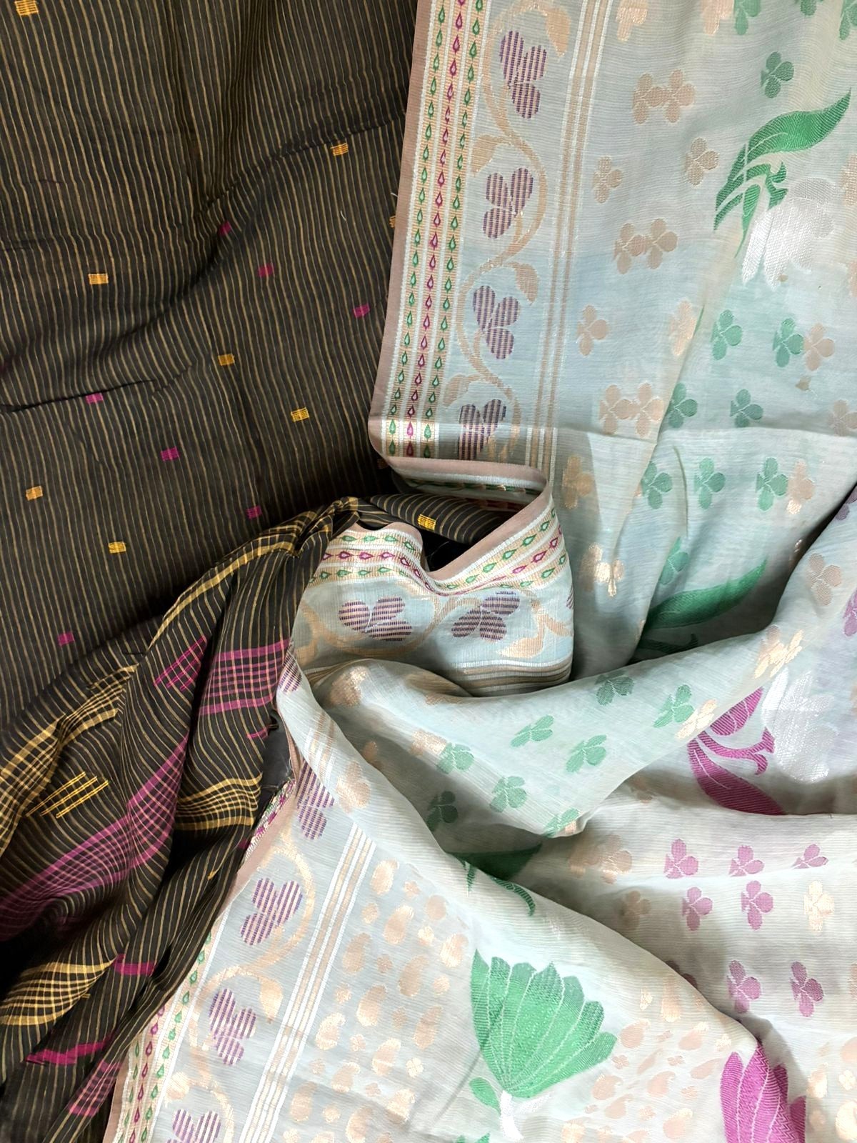 Women Saree Dress Indian Vintage Used Printed Sewing Sari Wholesale Lot 2 Sari