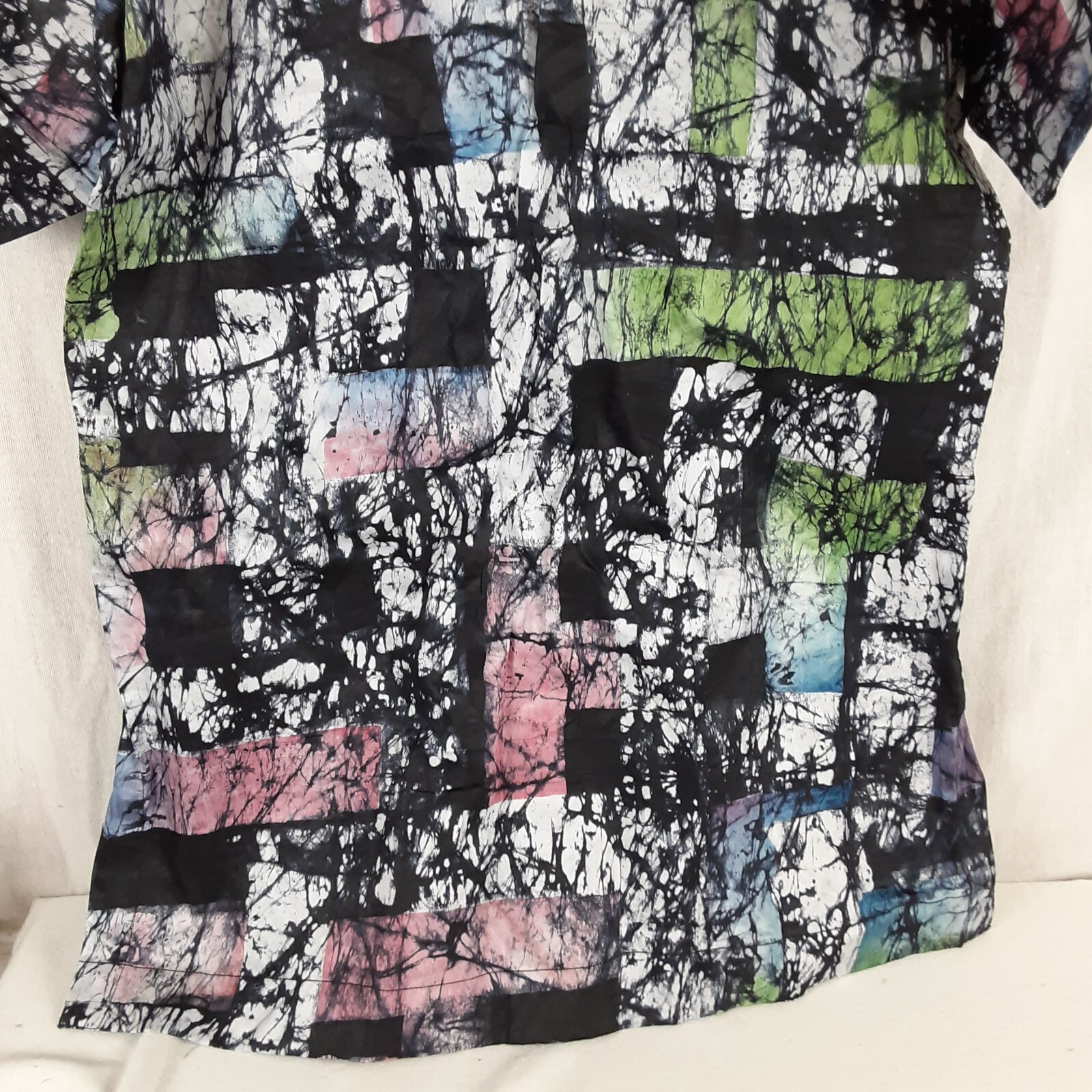 Mazino Made in Nigeria Short Sleeved Isiagu Top Multi Colored Pink Black Green
