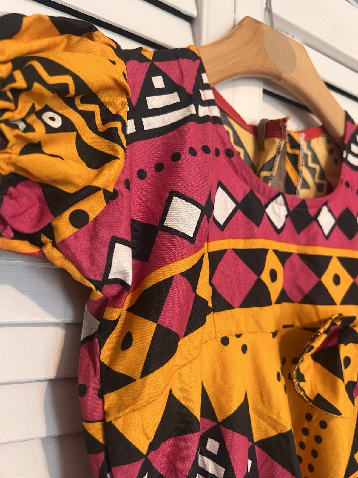 NIGERIAN AFRICAN Kids Girls Dress Size 6 Handmade Long Short Sleeve Colorful