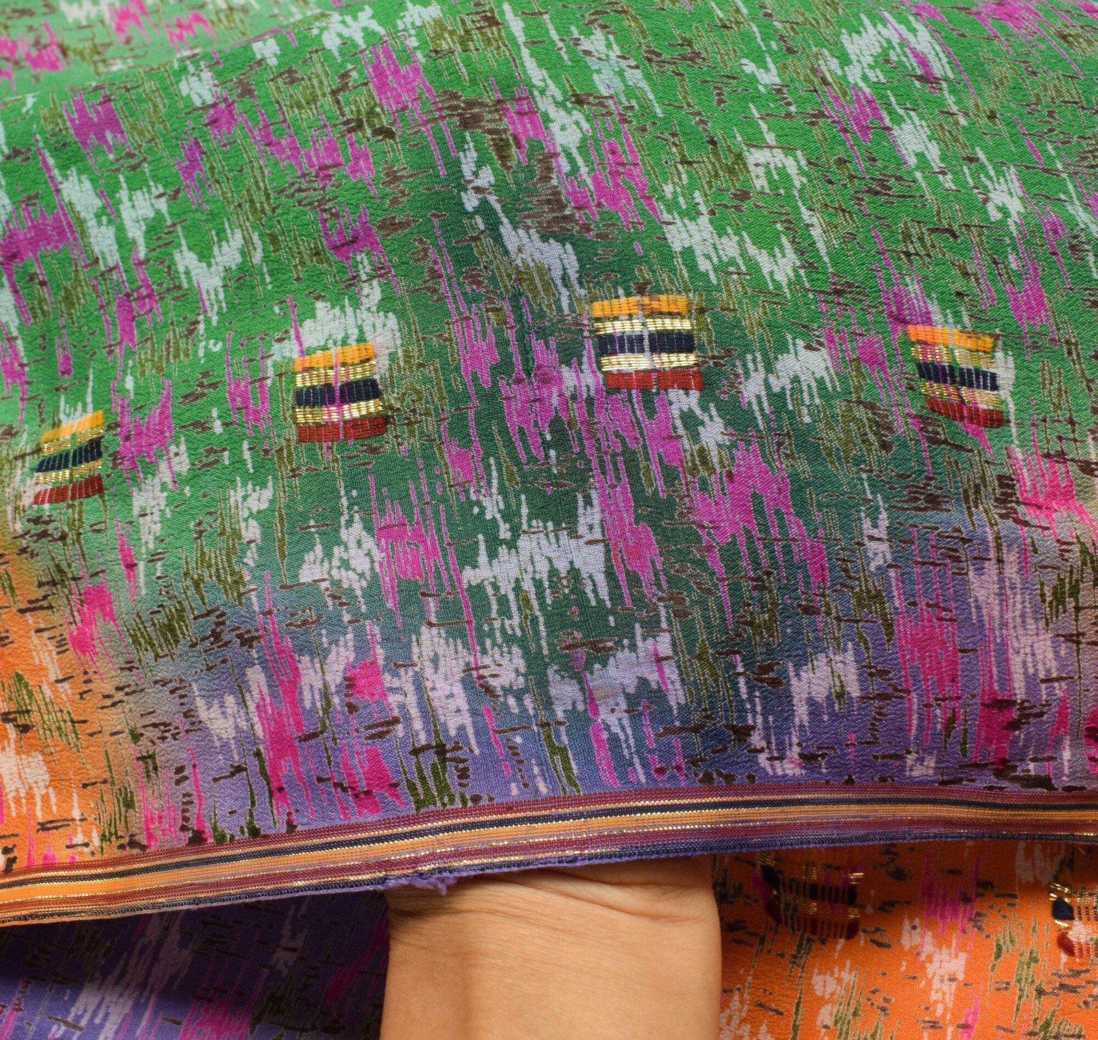 Sushila Vintage Multi-Color Saree 100% Pure Silk Printed 5 YD Soft Craft Fabric