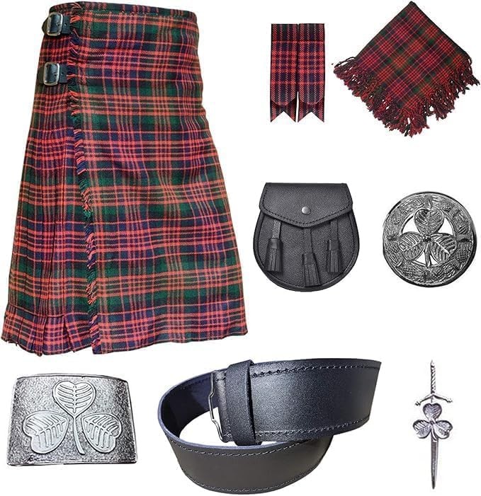 Scottish Traditional 8 Yards Tartan Kilt Outfit for Men (MacDonald, 44)