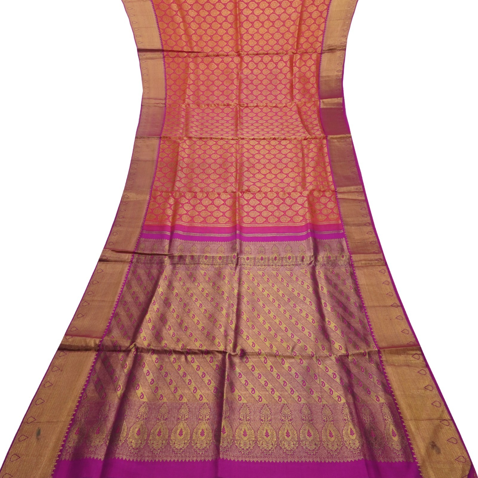 Vintage Pink Sarees 100% Pure Kanjivaram Silk Zari Handwoven Sari 5YD Fabric