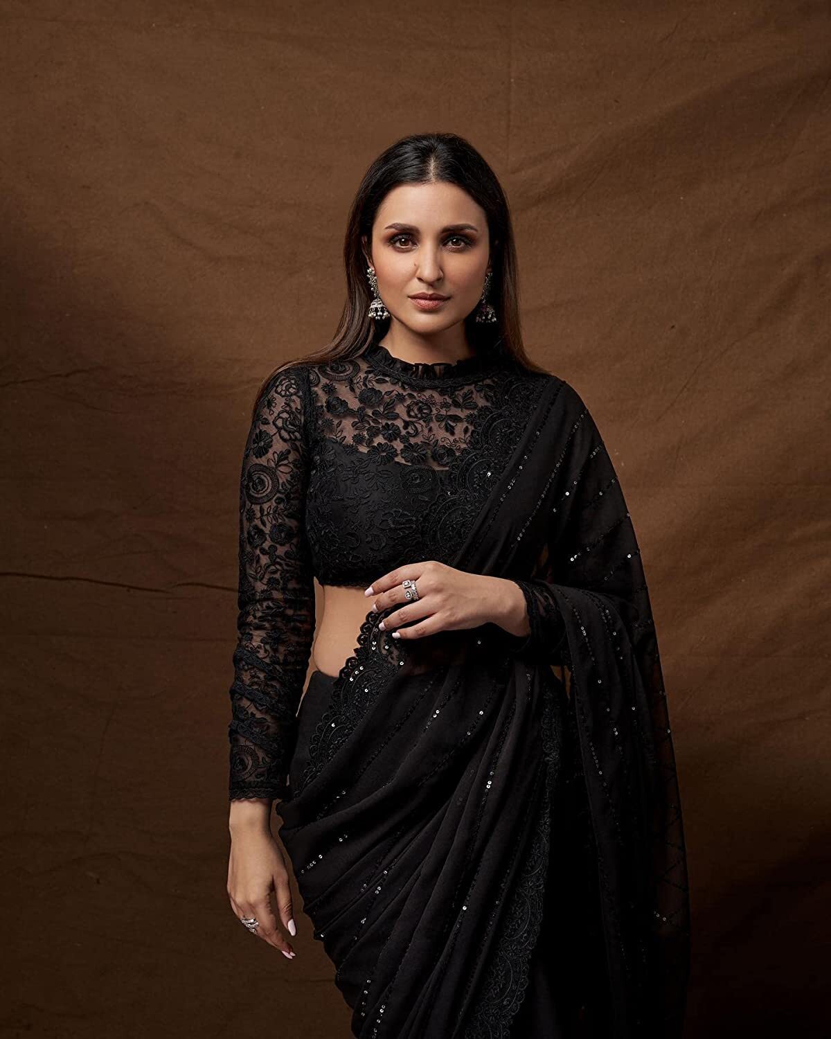 SD Women’s Sequence Work Georgette Saree With Blouse Piece