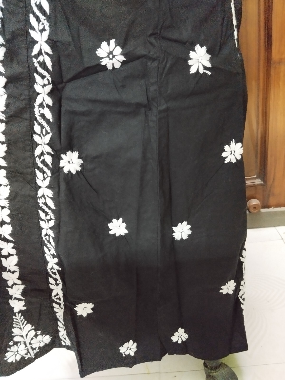 ANARKALI S M L XL 2XL HANDMADE CHIKAN EMBROIDERY ETHNIC 100% COTTON TOP KURTI