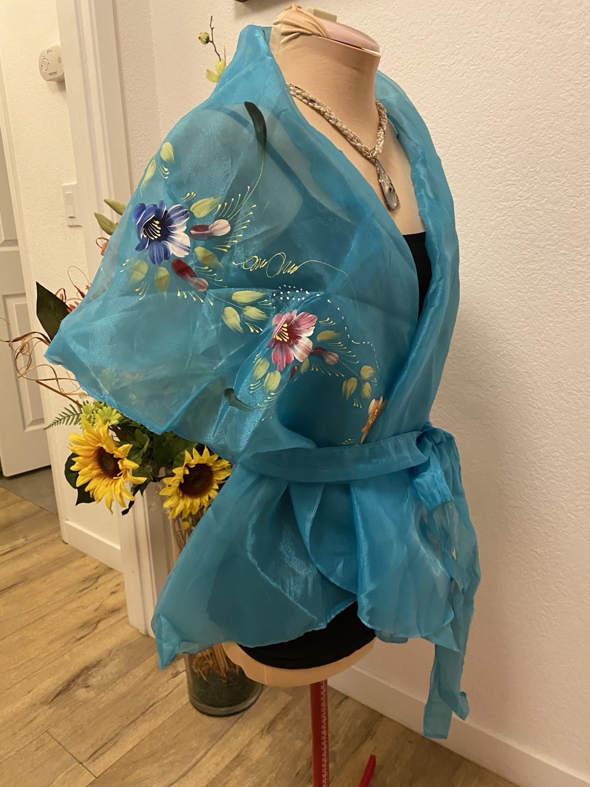 Modern Filipiniana Hand-Painted Wrap-Around Alampay Bolero