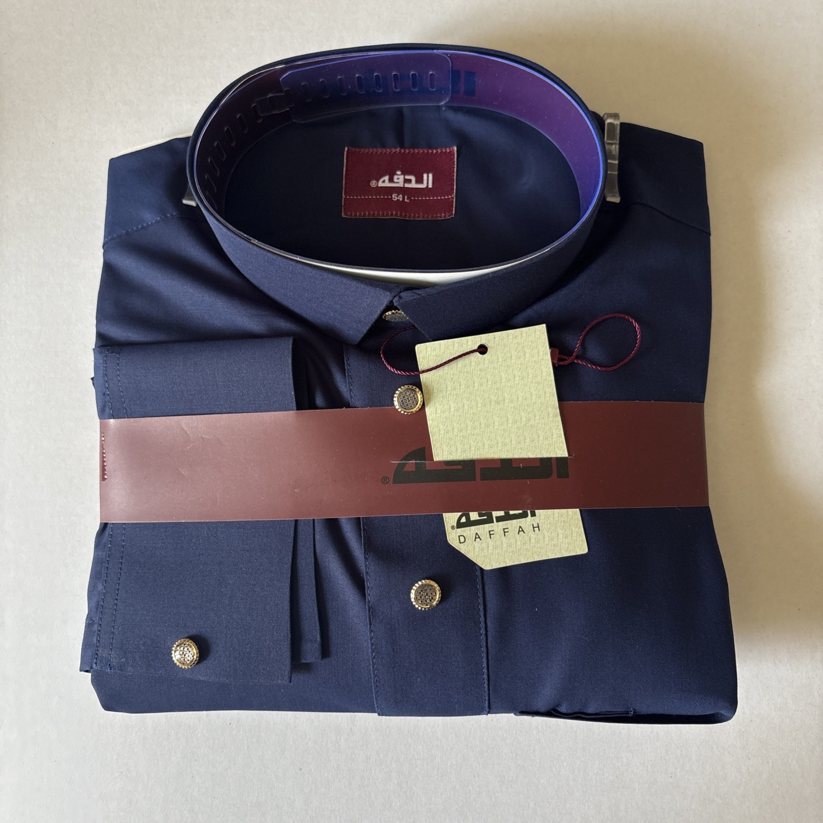 MEN Size 54L DAFFAH High Quality ALL SEASON Thobe CUFF SLEEVE SHIRT COLAR
