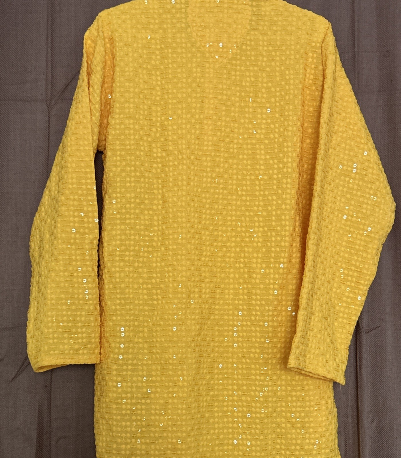 Boys Traditional Chikankari Sequins Kurta Color-Yellow Chest-15in L- 25in New