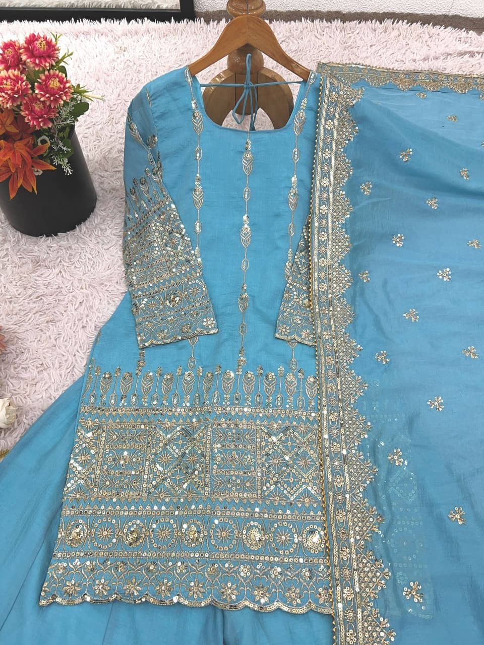 INDIAN SALWAR KAMEEZ PAKISTANI WEDDING PARTY DRESS WEAR BOLLYWOOD SUIT SHARARA