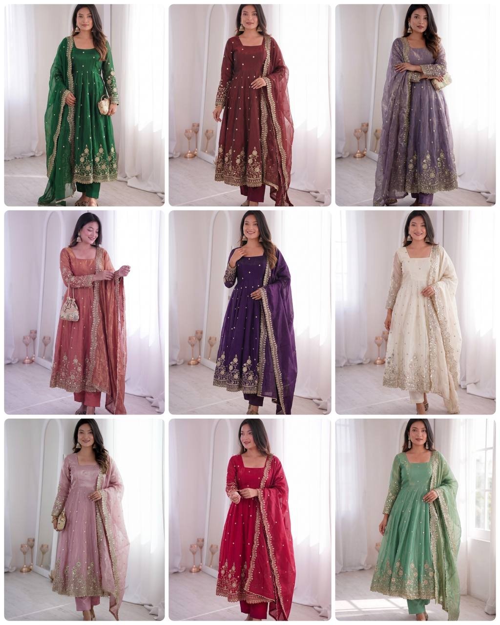 Anarkali Gown For Indian Wedding Reception Party wear 3 Pics Dress for women