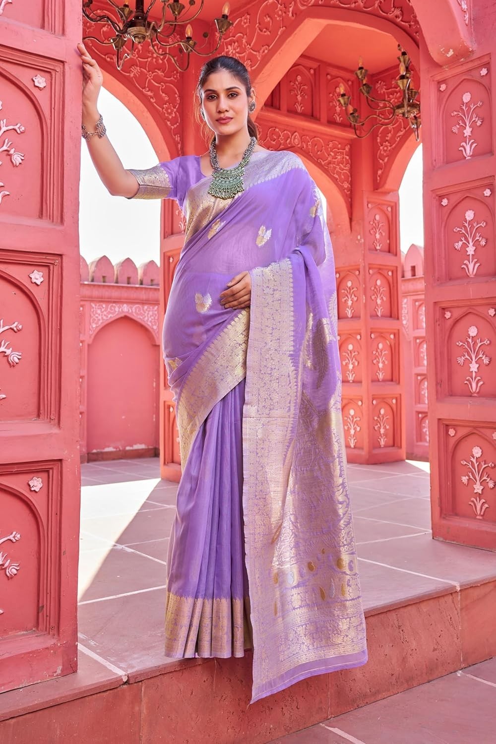 Womens Kanjivaram Banarasi Silk Saree Patola saree with Unstitched blouse piece