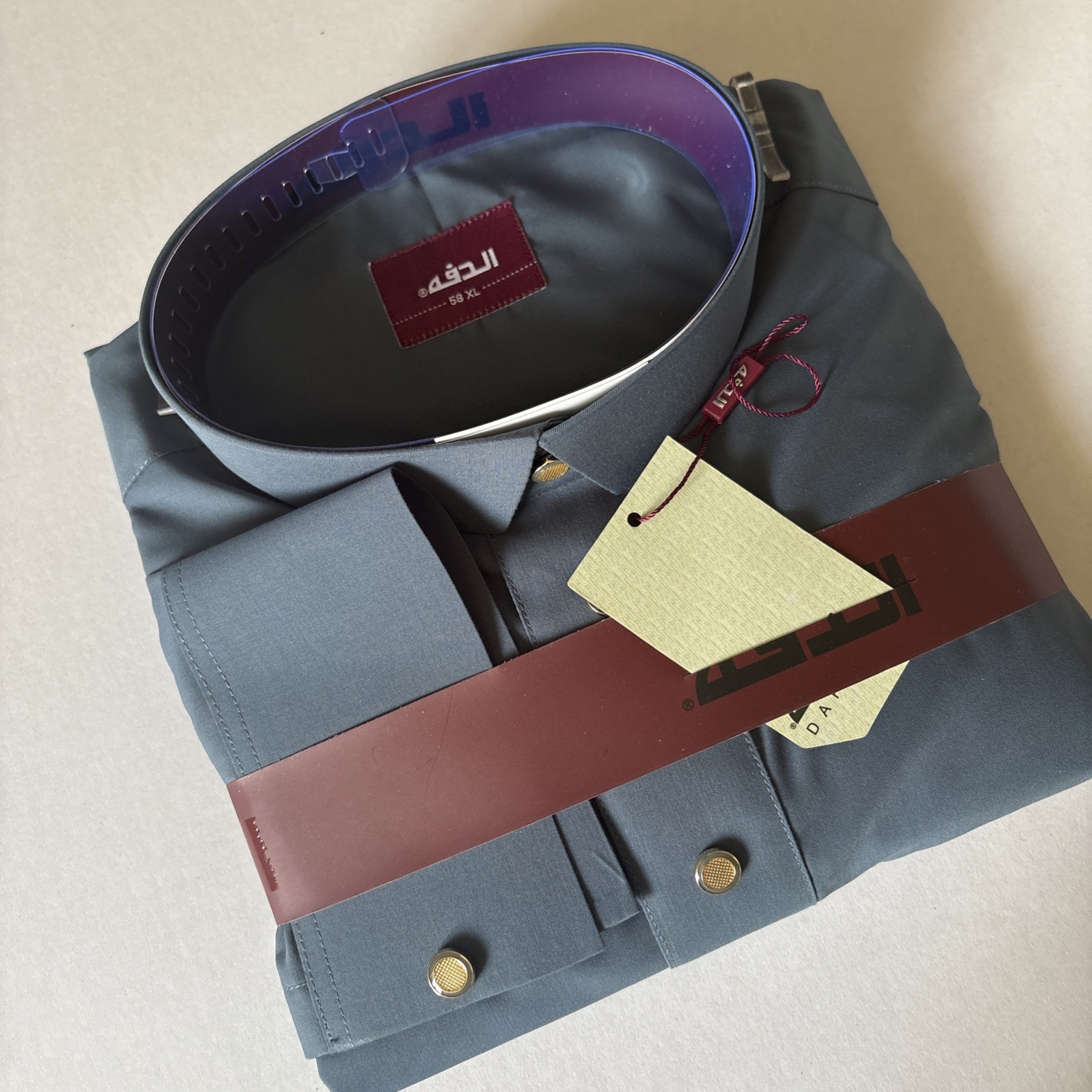 MEN Size 58XL DAFFAH High Quality ALL SEASON Thobe CUFF SLEEVE SHIRT COLAR