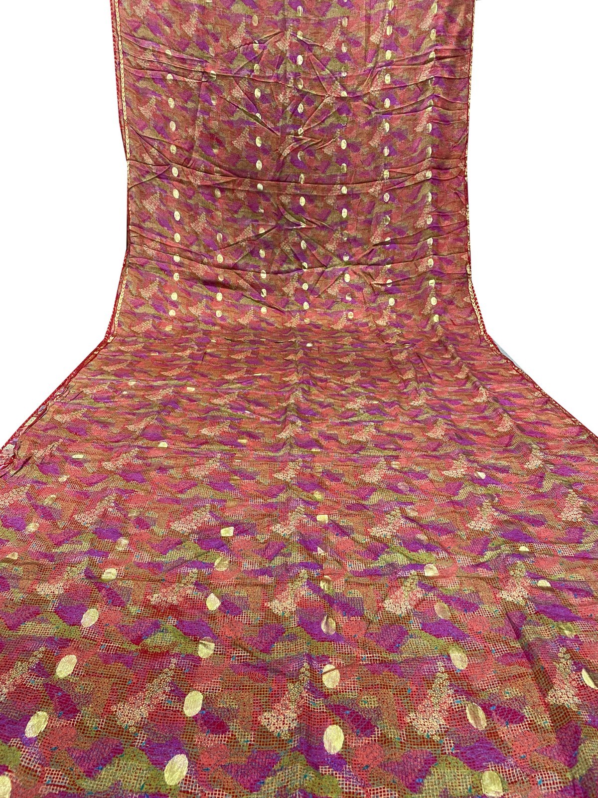 Vintage Chiffon Silk Saree, Lightweight Fabric for DIY & Sewing CS1106