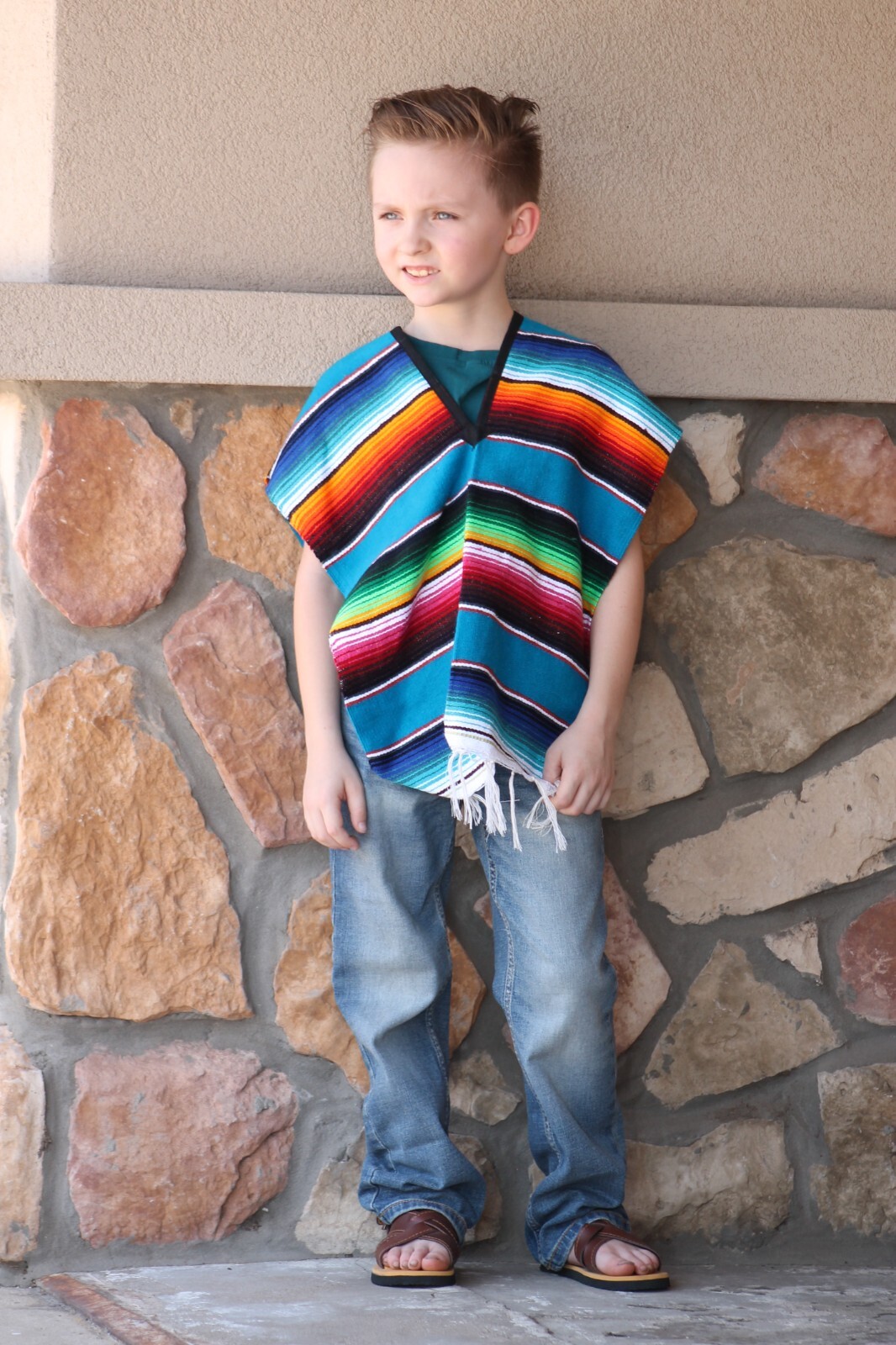 Mexican Serape Poncho for Children and Teen