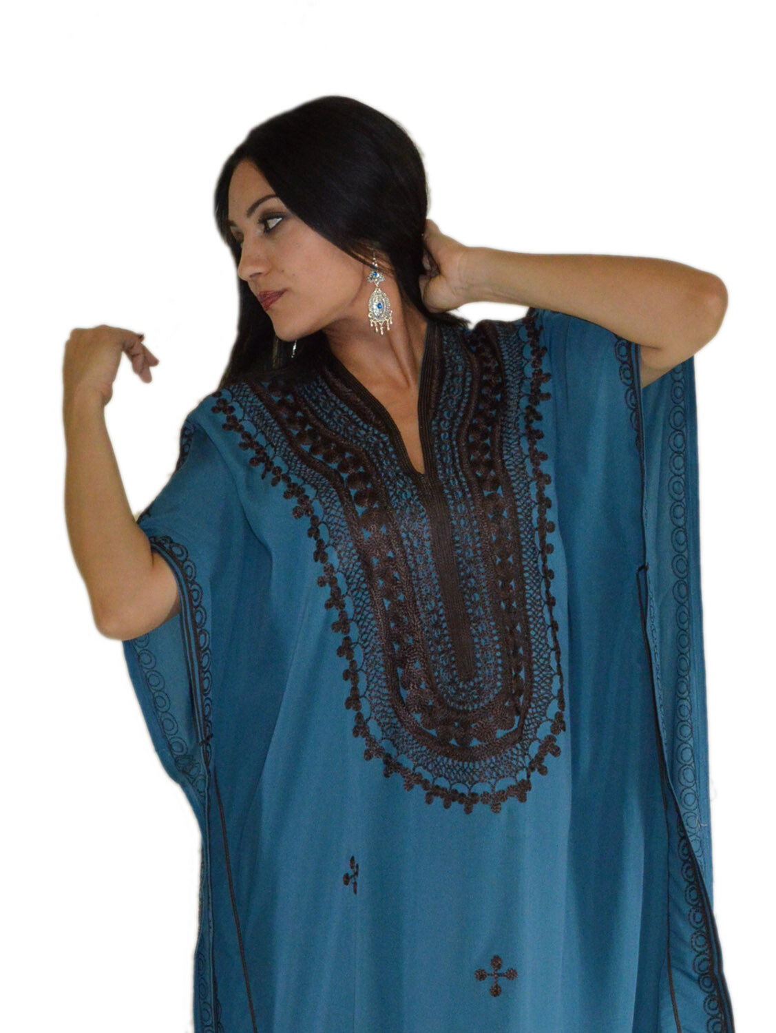 Moroccan Caftan Kaftan Women African Beach Summer Long Dress Blue