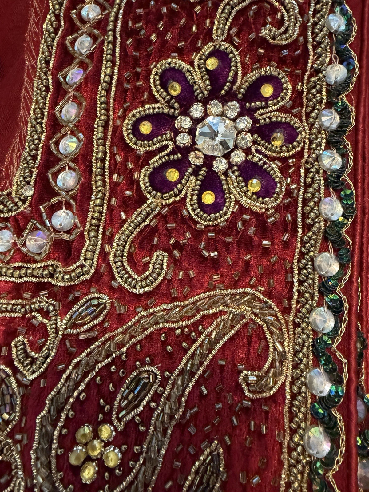 Embroidered Choli Set for Women Red Gold Multi-Color Skirt Dupatta Beads Sequins