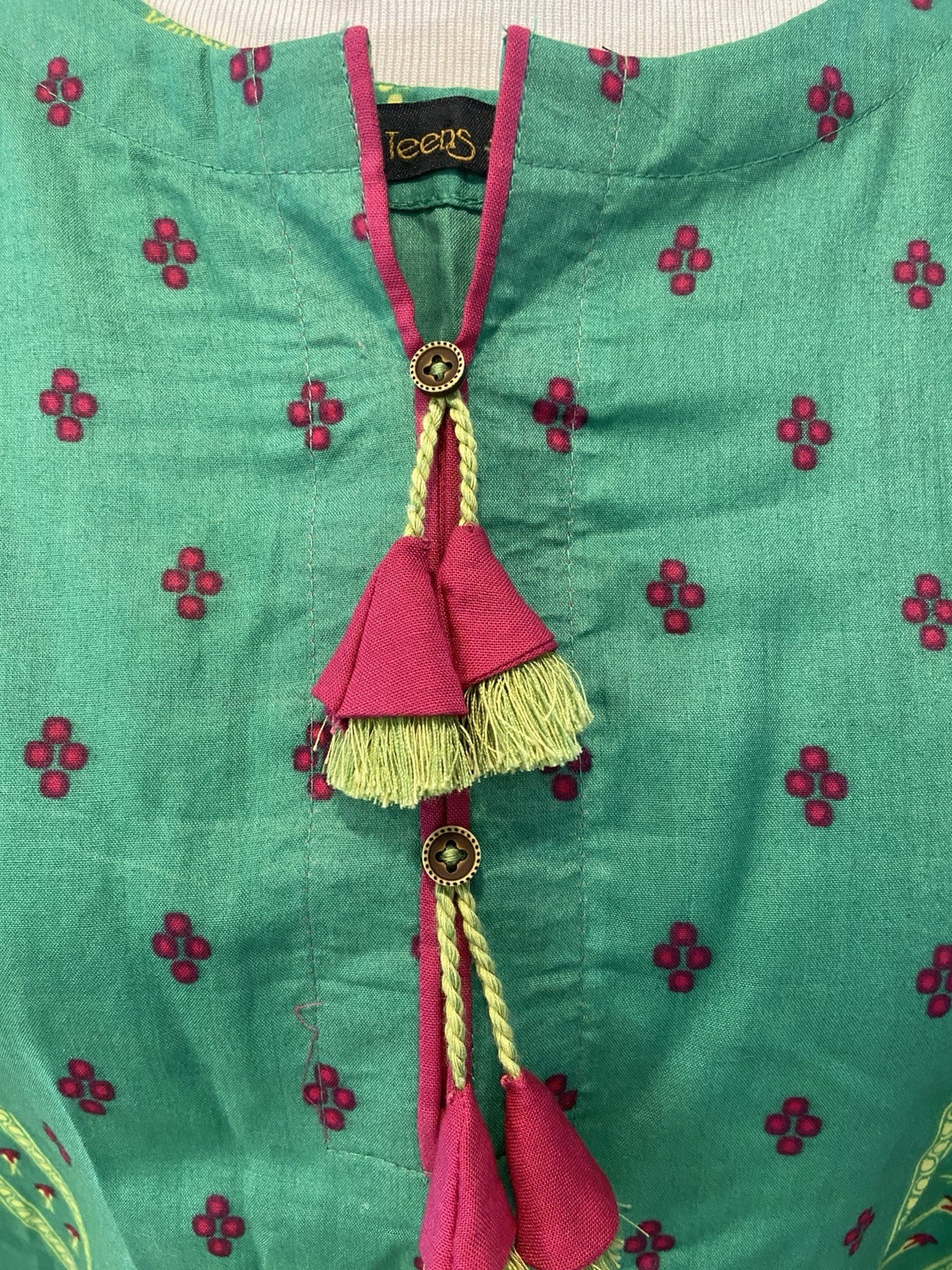 J. Teens Cotton Kurta Girls Size 12 Long Sleeve Nice Print