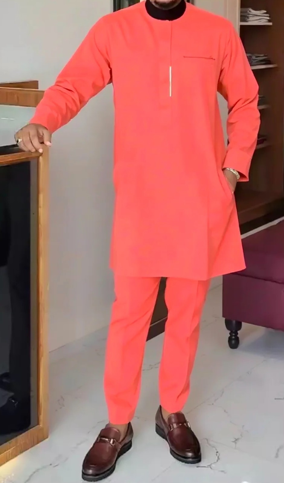 African Men,s Classic Clothing Sets Long Sleeve Two Piece Outfits For Men