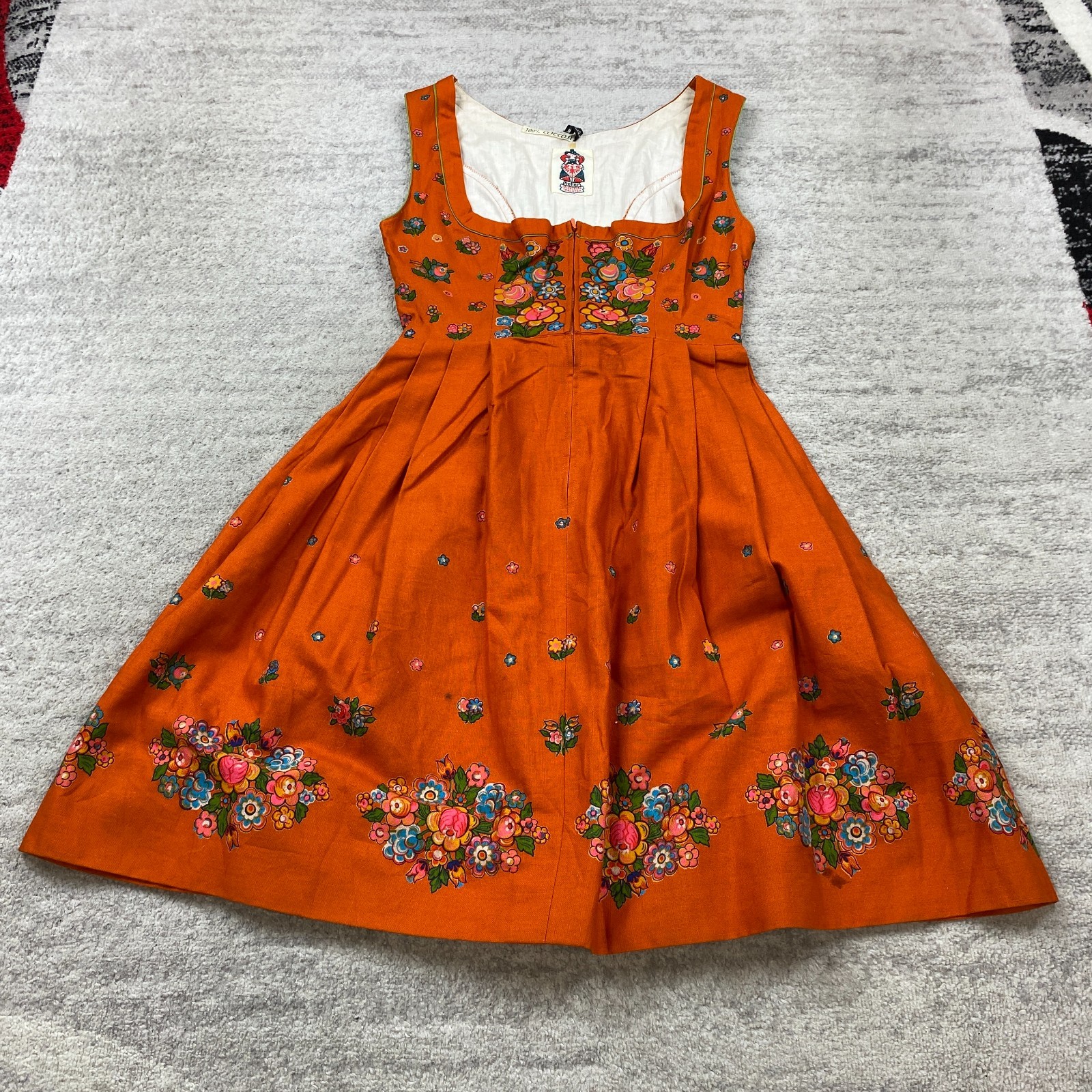 VTG Heller Salzburger Trachten Oktoberfest Dress Ladies Small 30 Orange German