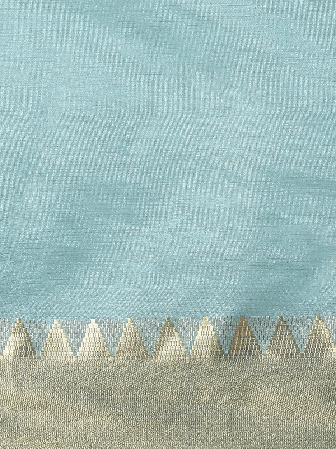 Women’s Turquoise Blue & Gold-Toned Woven Design Silk Blend Kasavu Saree