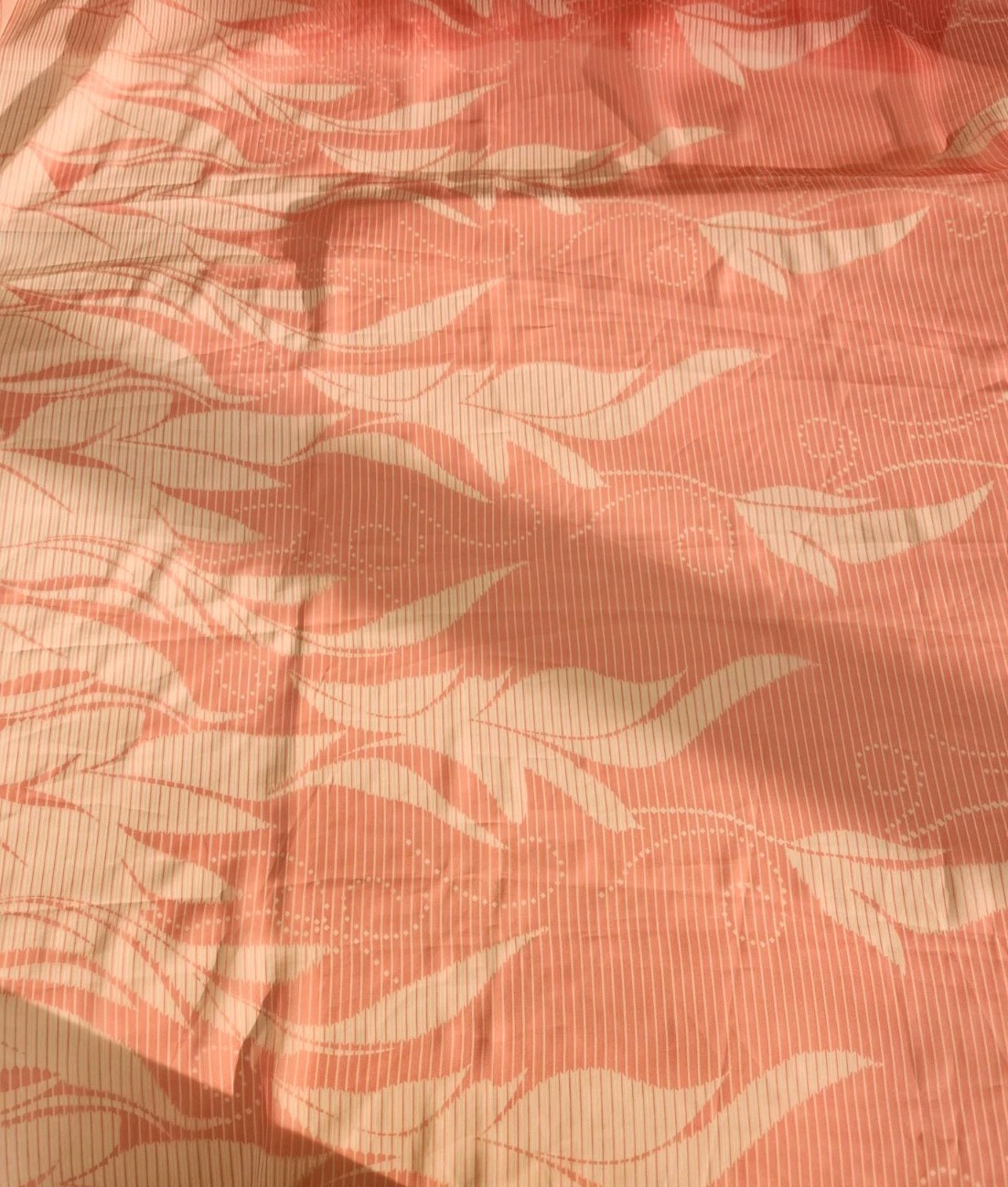 Japanese Saree Fabric Pinkish Orange Leaf Poly Chiffon Poonam Sheer 45″ X 6.5 Yd