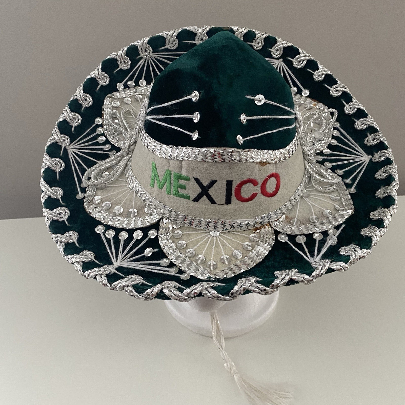 Pigalle Sombrero Charro Green Velvet Silver Embroidery Unisex Children Size P