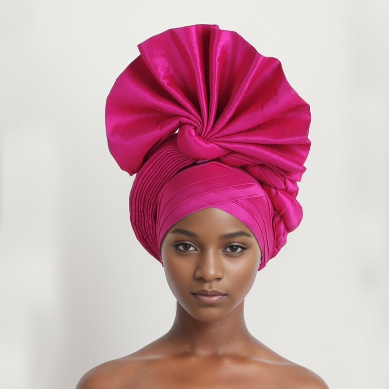 Aso Oke African Headtie Auto Gele Hijab Caps Headwear Women Head Wrap Hat Turban