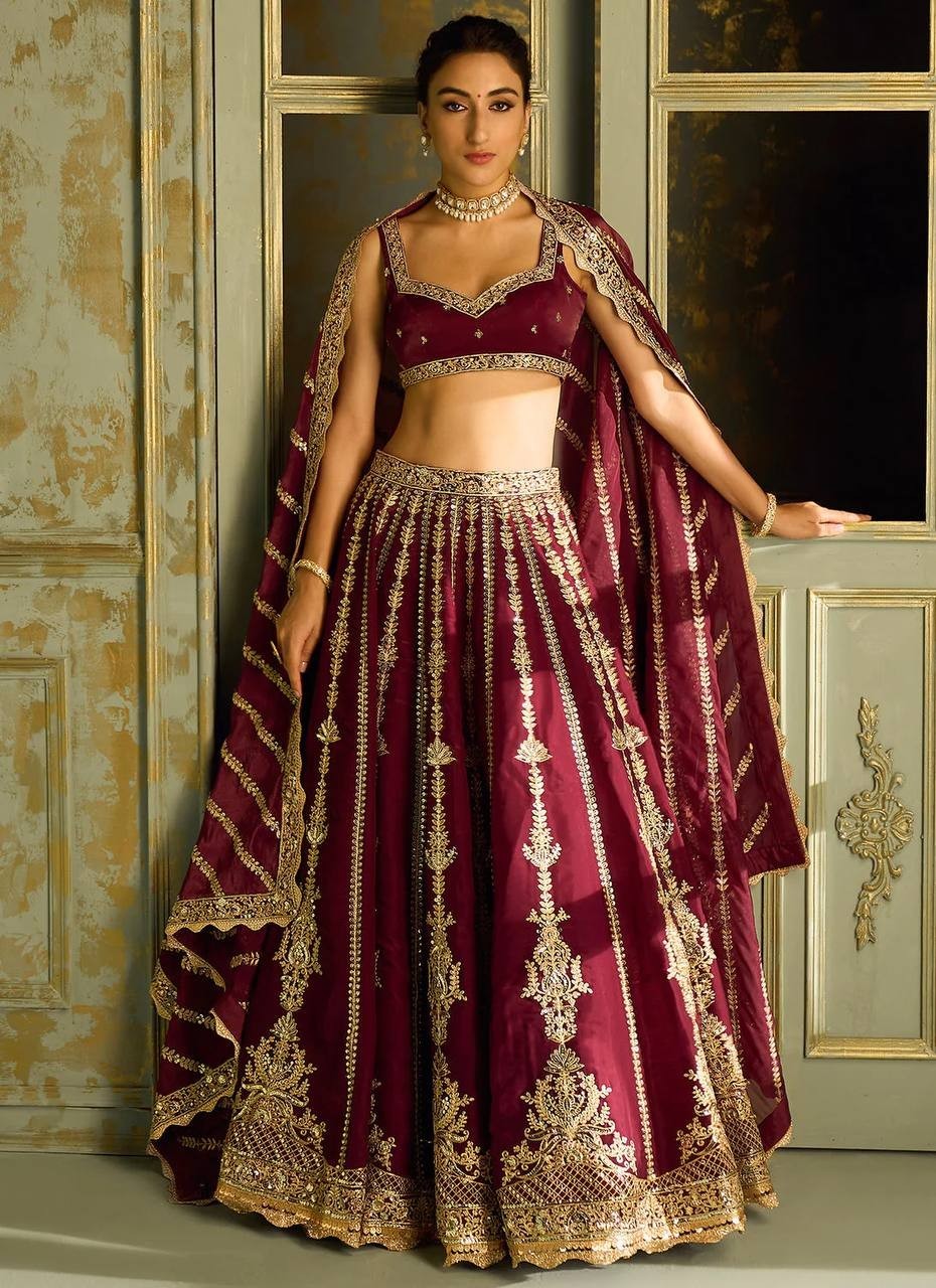 Traditional Wear Maroon Kasturi Silk Lehenga Choli With Dupatta For Women