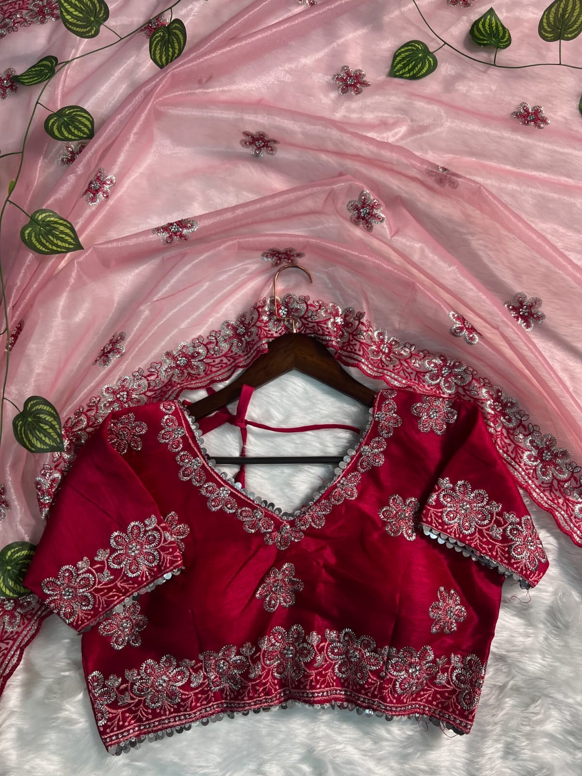 Designer Sari Bollywood Bridal Silk Saree Ready Made Blouse South Indian Ethnic