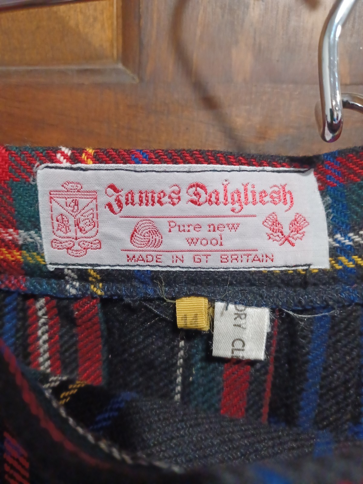 VTG James Dalgliesh Wool Traditional Tartan Kilt Red Black Blue Green Size 14