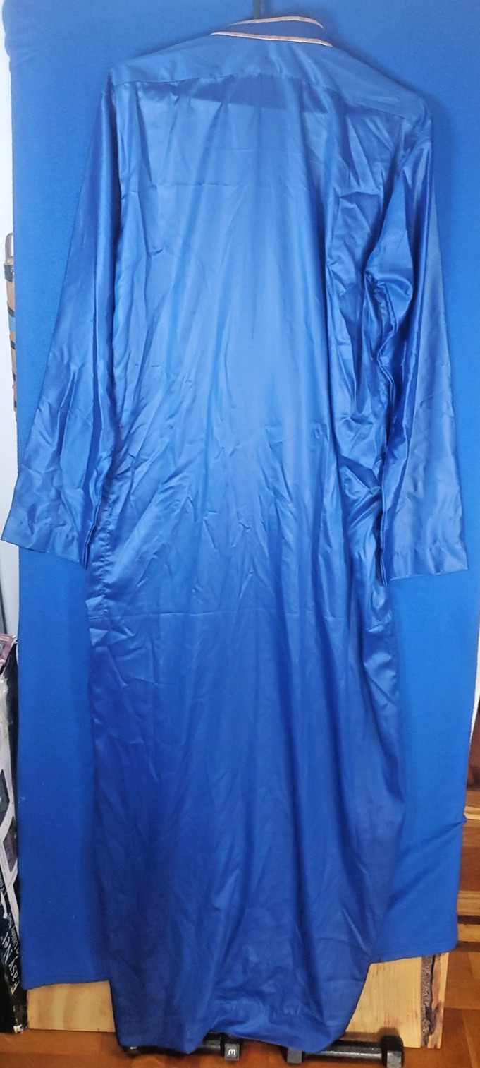 Moroccan Men Thobe Size 60 Royal Blue Gold Embroidered Kandora Kaftan Jubba Eid