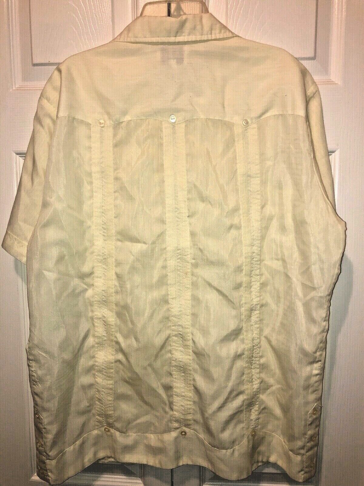 Mayalum Men’s Yellow Light Weight Guayabera Mexican Wedding Shirt Size M Nice