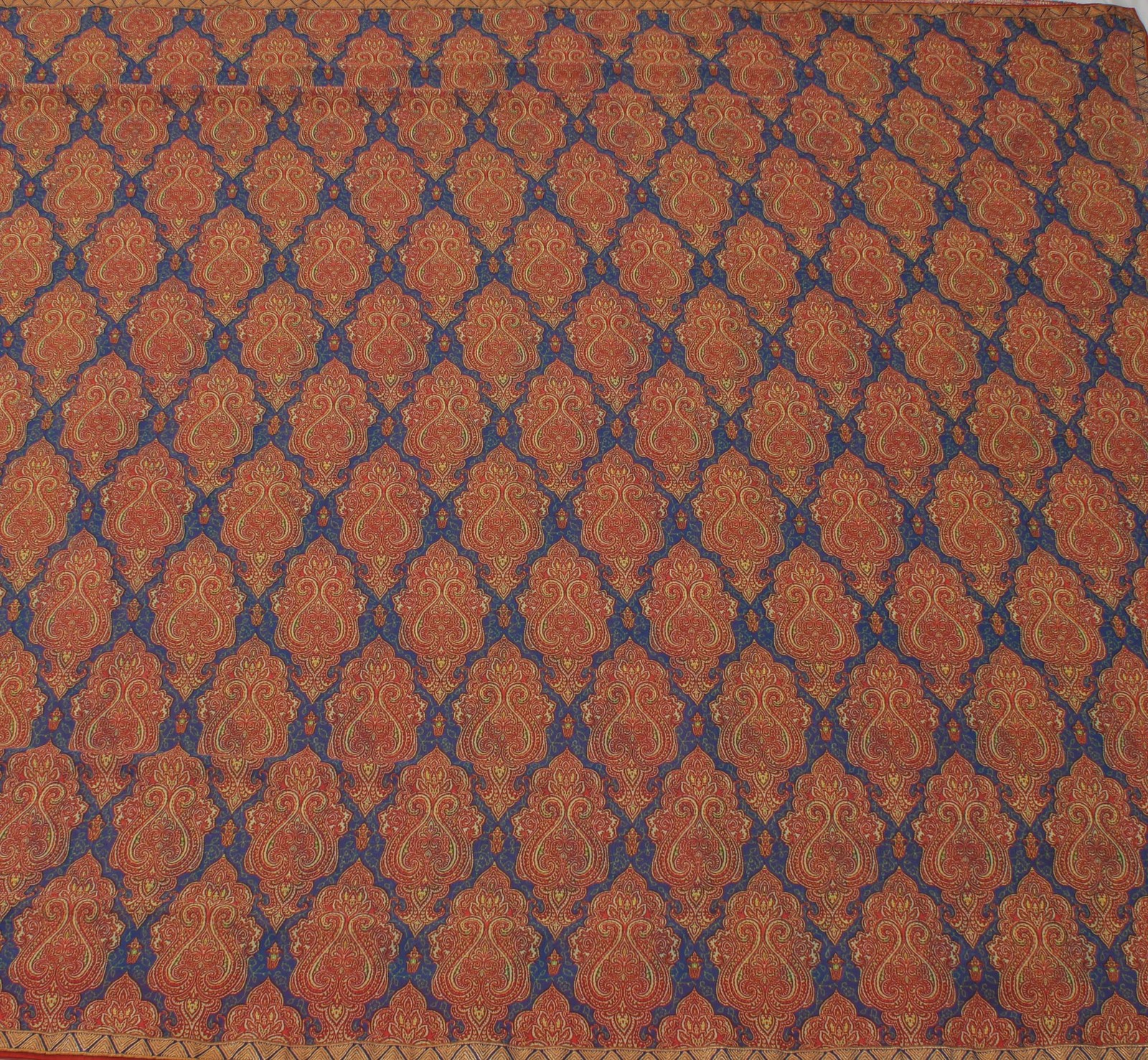 Sushila Vintage Blue Saree Blend Georgette Silk Printed Paisley Craft Fabric