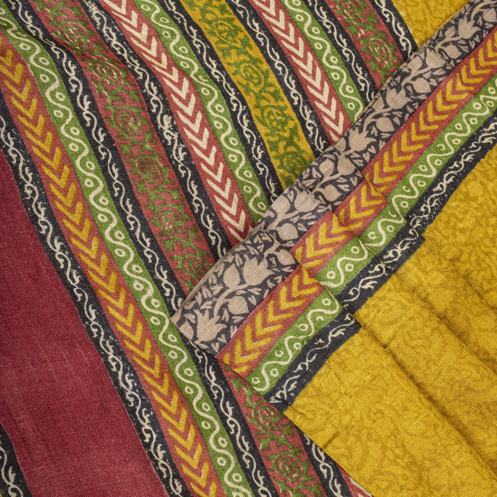 Sanskriti Vintage Yellow Pure Woolen Saree Floral Printed Sari 5Yd Soft Fabric